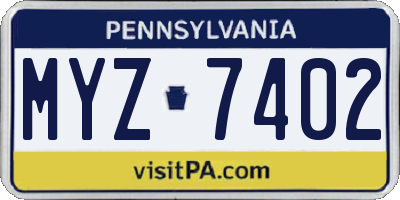 PA license plate MYZ7402