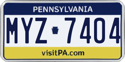 PA license plate MYZ7404