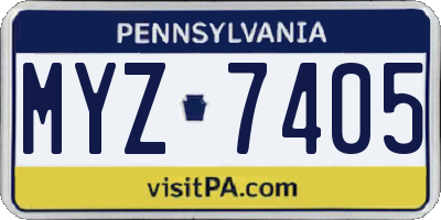PA license plate MYZ7405