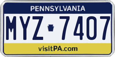 PA license plate MYZ7407
