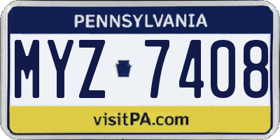PA license plate MYZ7408