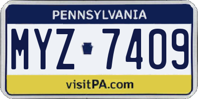 PA license plate MYZ7409