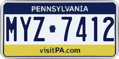 PA license plate MYZ7412