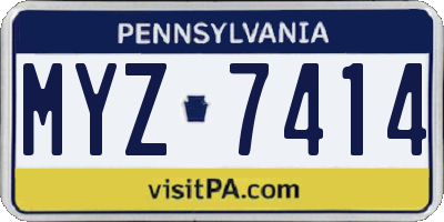PA license plate MYZ7414