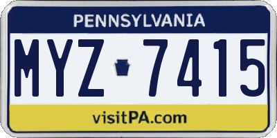 PA license plate MYZ7415