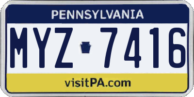 PA license plate MYZ7416