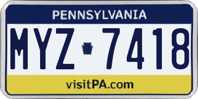 PA license plate MYZ7418