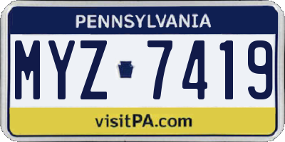 PA license plate MYZ7419