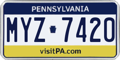 PA license plate MYZ7420