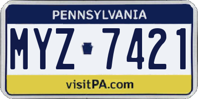 PA license plate MYZ7421