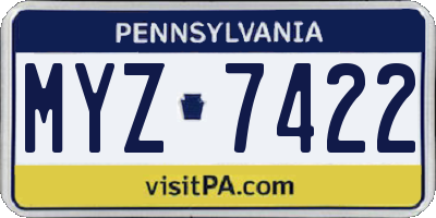 PA license plate MYZ7422
