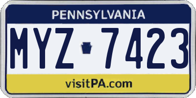 PA license plate MYZ7423