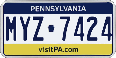 PA license plate MYZ7424