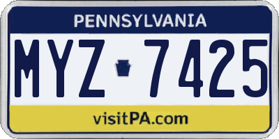 PA license plate MYZ7425