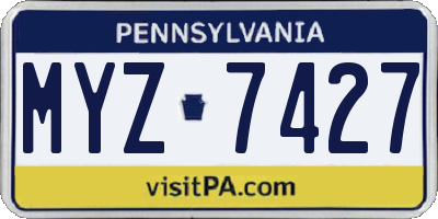 PA license plate MYZ7427