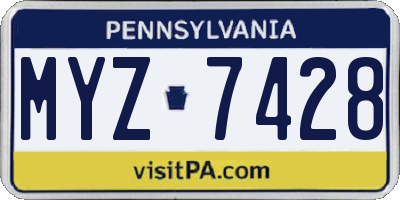 PA license plate MYZ7428