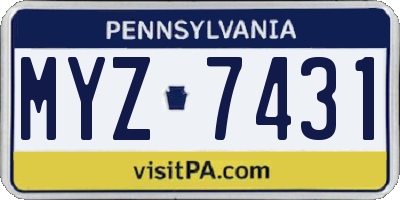 PA license plate MYZ7431