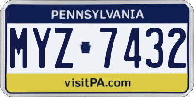 PA license plate MYZ7432