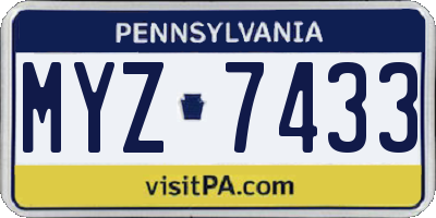 PA license plate MYZ7433