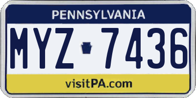 PA license plate MYZ7436