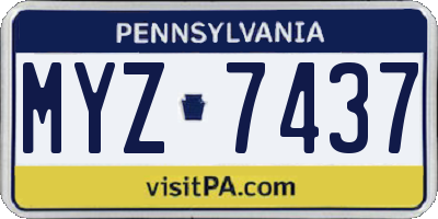 PA license plate MYZ7437