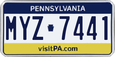 PA license plate MYZ7441