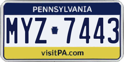 PA license plate MYZ7443