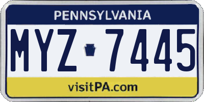 PA license plate MYZ7445