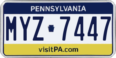 PA license plate MYZ7447