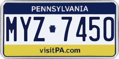 PA license plate MYZ7450