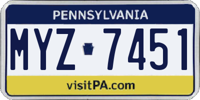PA license plate MYZ7451