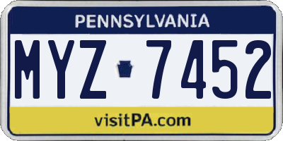 PA license plate MYZ7452