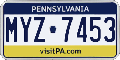PA license plate MYZ7453
