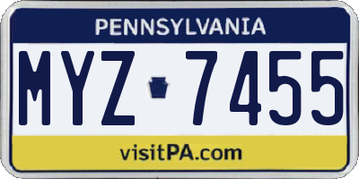 PA license plate MYZ7455
