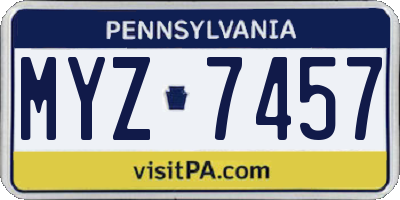 PA license plate MYZ7457