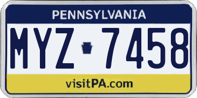 PA license plate MYZ7458