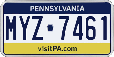 PA license plate MYZ7461