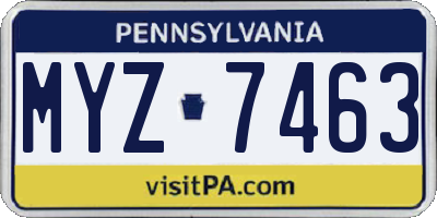 PA license plate MYZ7463