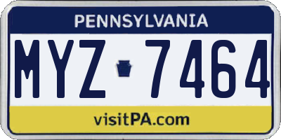 PA license plate MYZ7464