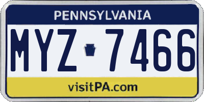 PA license plate MYZ7466