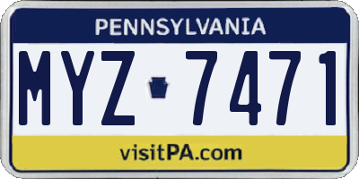 PA license plate MYZ7471