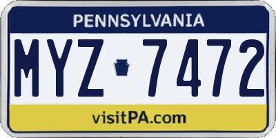 PA license plate MYZ7472