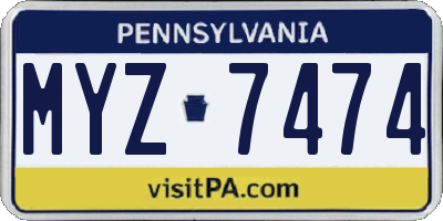 PA license plate MYZ7474