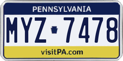 PA license plate MYZ7478