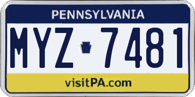 PA license plate MYZ7481