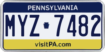 PA license plate MYZ7482