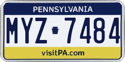 PA license plate MYZ7484