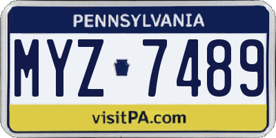PA license plate MYZ7489