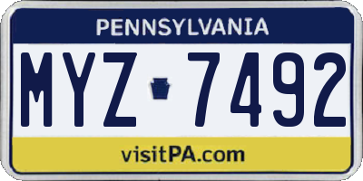 PA license plate MYZ7492