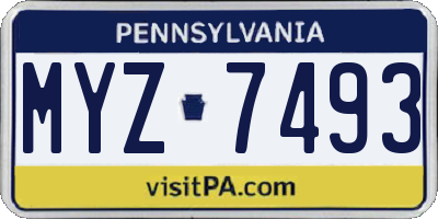 PA license plate MYZ7493